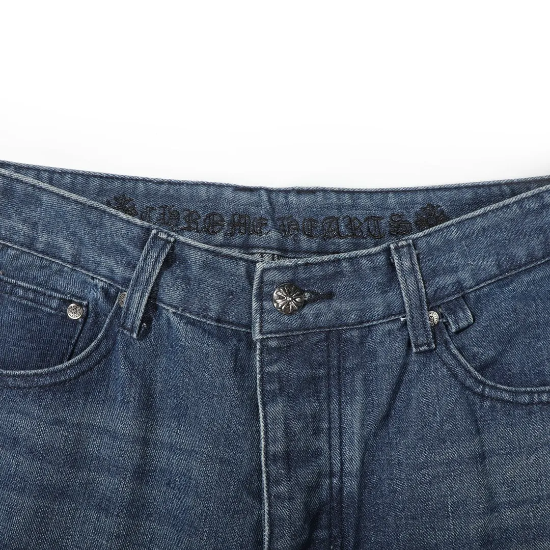 P280 (top replica) [New] Chrome Hearts Matty Boy Sex Records series limited leather multi-color high street work jeans - ch jeans need to be washed and then disassembled and hand-stitched with sheepskin cross leather and then spliced ​​to complete. The whole process is too complicated to explain. The texture can be seen in hand, and it’s all about looking good. These are the most beautiful pants in Crowe’s heart. They are made of beaded canvas fabric, and heavy washing makes the upper body of the fabric more textured, and the pants shape is tall and straight! The three-dimensional cutting of the whole trousers is a masterpiece! The hardware is customized by zp. The beaded canvas fabric is thick and soft after being washed. It has good breathability. Customized small leather label. Unique design. The details are simple and elegant, and the workmanship is exquisite. The whole trousers are neatly routed and the details are in place! It’s so cool that both men and women can easily control the trend of gender-neutral shorts!  Color: Blue Size: Corresponding sizes S-XXL, detailed sizes can be found in Figure 9